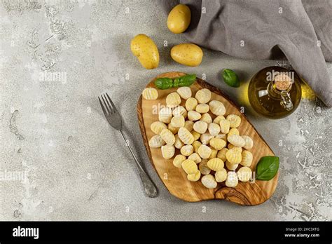 Flat Lay With Homemade Italian Gnocchi Made From Potatoes Wheat Flour