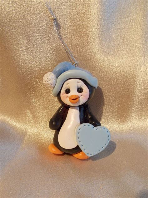 Polymer Clay Penguin Personalized Christmas Ornament Cake Etsy