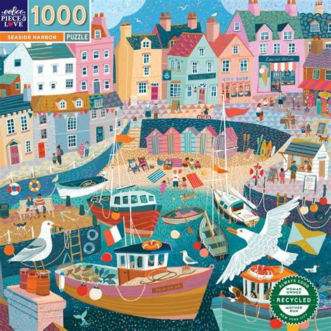 eeBoo Seaside Harbor 1000 Piece Jigsaw Puzzle