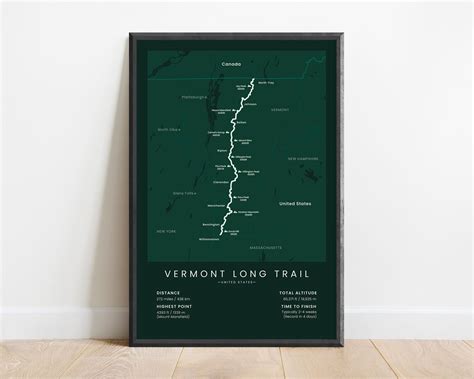 Vermont Long Trail (The Long Trail) Map Poster | TrailGoals | Hiking ...