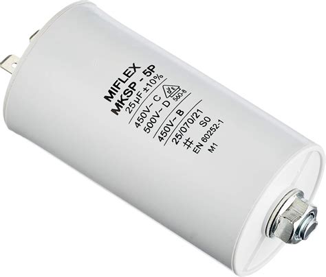 Miflex Condensateur de démarrage Condensateur Moteur 25 µF 450 V 45 x