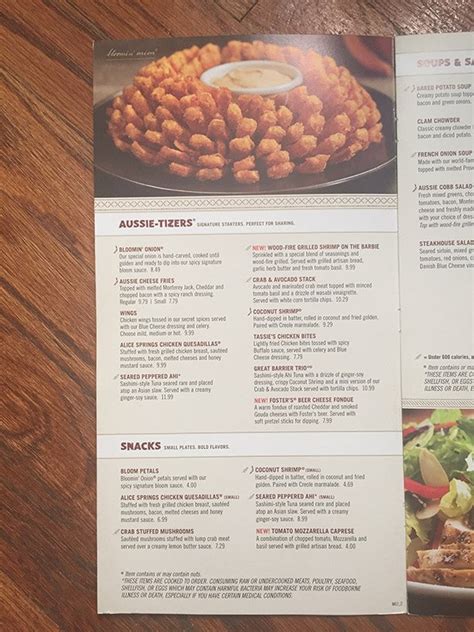 Outback Steakhouse Menu Prices