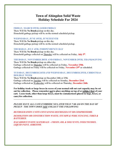 Solid Waste Holiday Schedule 2024 Megan Myrlene