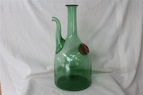 Vintage Green Blown Glass Wine Decanter Service By Julesoldjewels