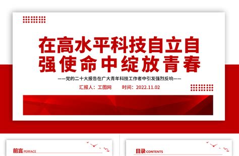 222在高水平科技自立自强使命中绽放青春ppt精美党政风党的二十大报告在广大青年科技工作者中引发强烈反响专题党课党建课件 Ppt模板 办图网