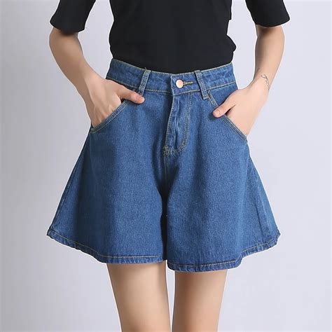 High Waist Denim Palazzo Shorts For Women Street Style Summer Jean Wide