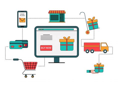 Diagrama de infografía de proceso de compras en línea en estilo plano