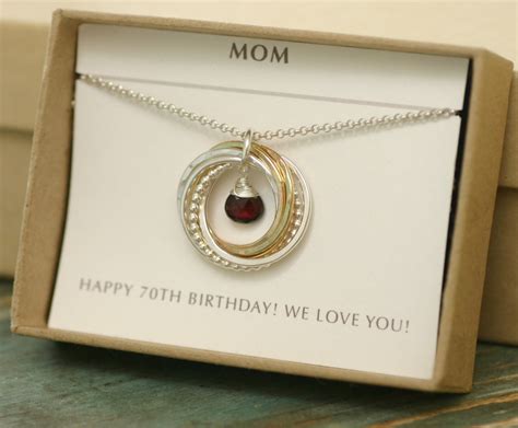 70th birthday gift for women garnet necklace by ILoveHoneyWillow