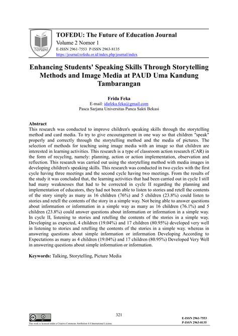 Pdf Enhancing Students Speaking Skills Through Storytelling Methods