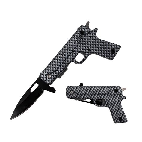 Tiger Usa Mini Pistol Trigger Action Assisted Knife Carbon Fiber