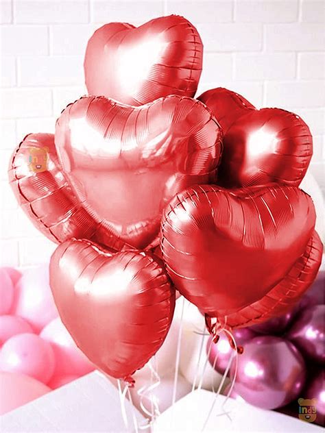 Buy Just Party Pcs Red Inch Heart Shape Foil Balloons With Shiny