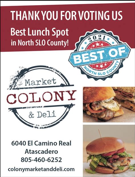 Colony Market and Deli Voted Best Lunch Spot • Atascadero News