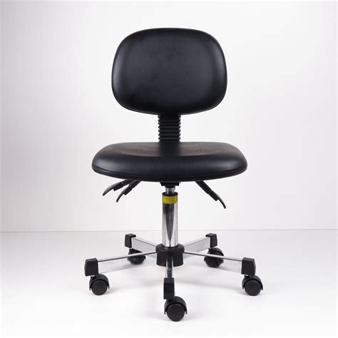 Black PU Leather Medical / Hospital Ergonomic Lab Chairs With Three Level Adjustments