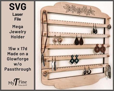 Wall Earring Holder Svg Jewelry Holder Laser Cut Plans Designed For