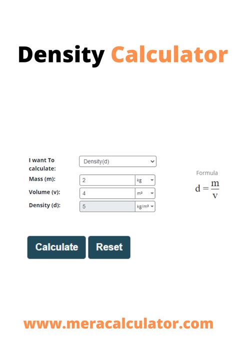 Density Calculator | Physics notes, Physics, Online calculator