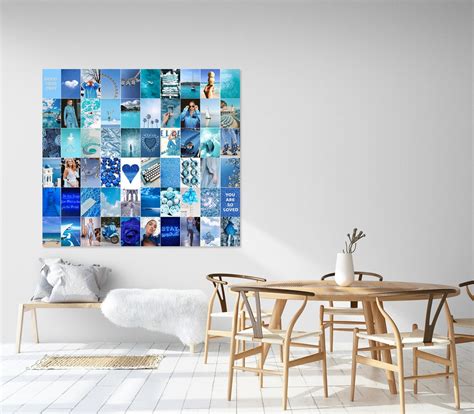 Boujee Blue Wall Collage Kit Baddie Collage Blue Aesthetic Etsy