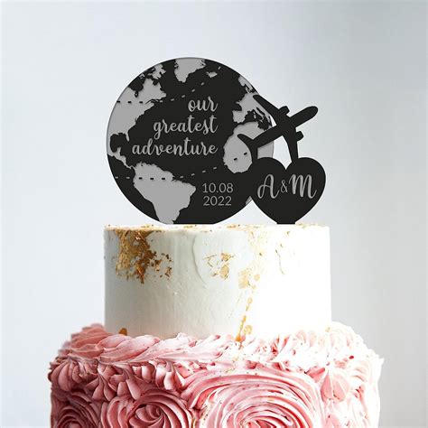 Topper Per Torta Personalizzato Destinazione Wedding Aereo Cake Topper