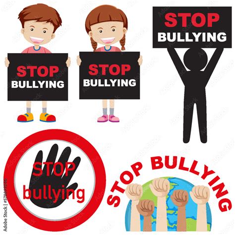 Stop Bullying Cartoon Icons Set Stock Vector | Adobe Stock