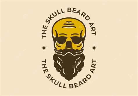 Premium Vector Vintage Illustration Of Skull With Long Mustache And Beard