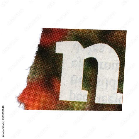 letter n magazine cut out font, ransom letter, isolated collage elements for text alphabet. hand ...