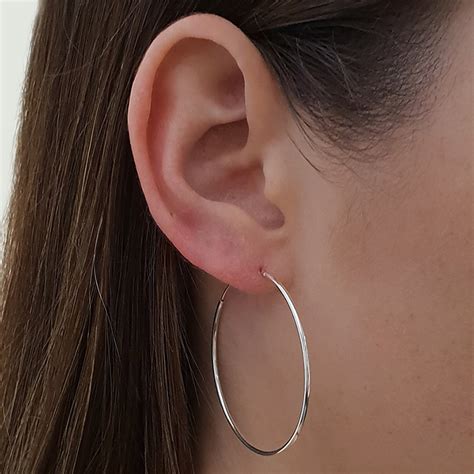 Medium Mm Slim Sterling Silver Hoop Earrings Studio Jewellery Us