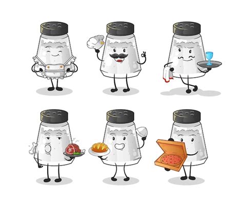 Premium Vector Salt Shaker Restaurant Group Character Cartoon Mascot