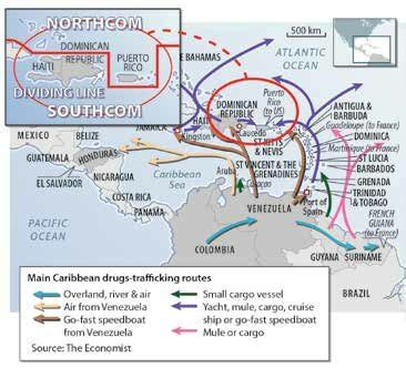 Main Caribbean Drug Trafficking Routes Source The Economist