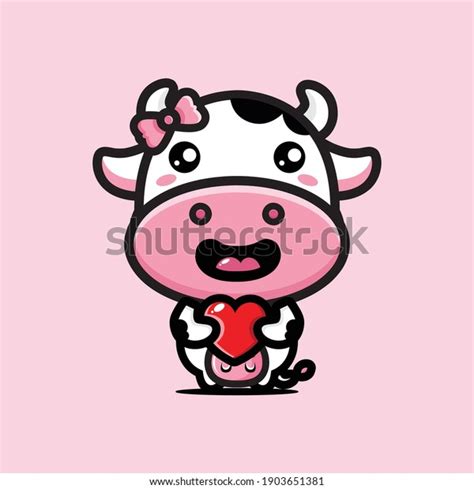 Cute Cow Hugging Love Heart Stock Vector (Royalty Free) 1903651381 ...