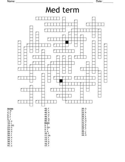 Med Term Crossword WordMint