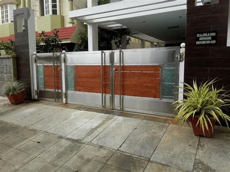 Modern Stainless Steel Gate Designs With Wood, For Home at best price ...