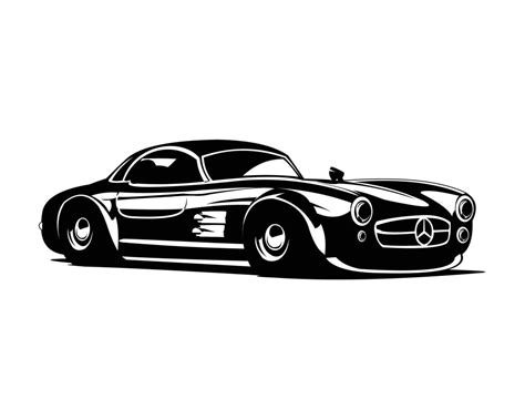 Vector illustration of black Mercedes Benz 190L car isolated on white ...