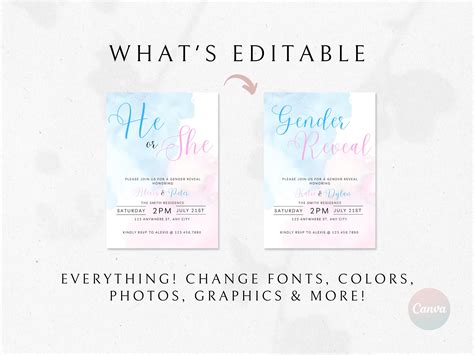 Gender Reveal Invitation Blue And Pink Gender Reveal Etsy