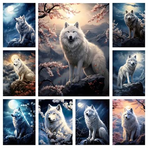 Diy Full Diamond Painting Nieuwe Collectie Maan Berg Wolf Moza Ek Kunst