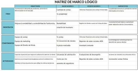 Matriz de Marco Lógico Guía y Ejemplo Excel Para Todos