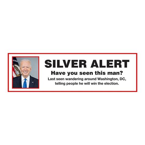 Silver Alert | Funny Political Bumper Sticker - CustomSigns.com