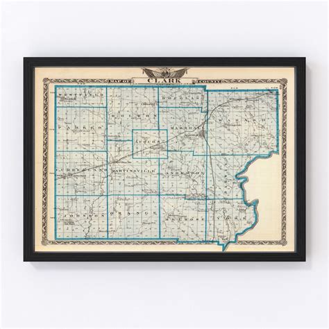 Vintage Map of Clark County, Illinois 1876 by Ted's Vintage Art