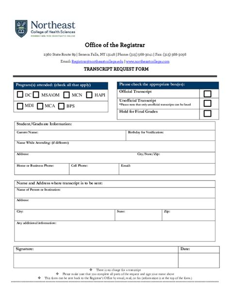 Office Of The Registrar Transcript Request Form Fill Out And Sign