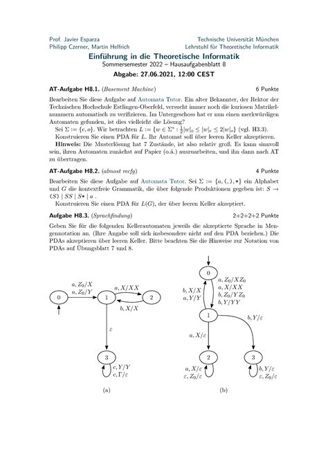 Ha Nosolution Hausaufgabenblatt Prof Javier Esparza Technische