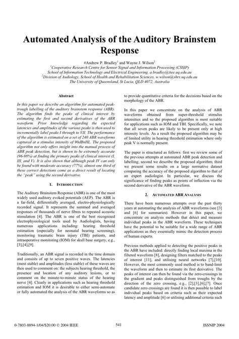 (PDF) Automated analysis of the auditory brainstem response