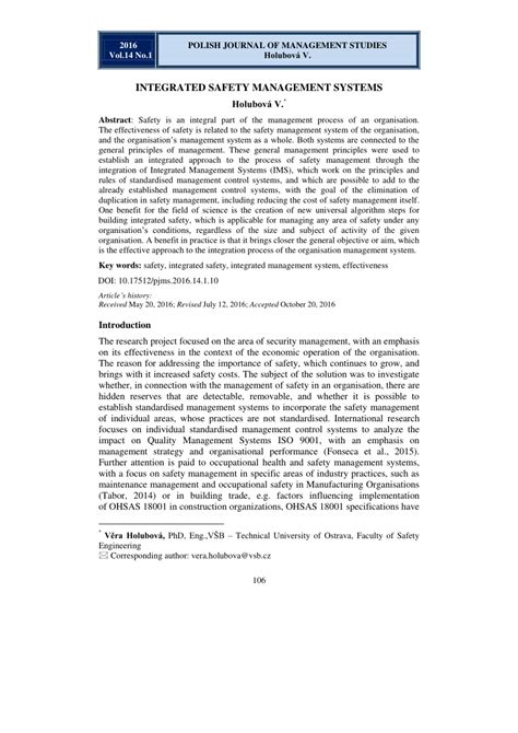 (PDF) Integrated safety management systems 
