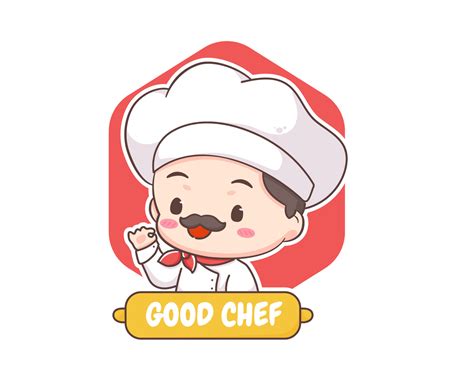 Cute Chef Logo Mascot Cartoon Character People Food Icon Concept