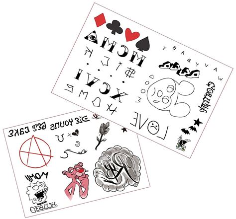 Lil Peep Face Tattoo Set Halloween Costume Temporary Tattoos For Skin