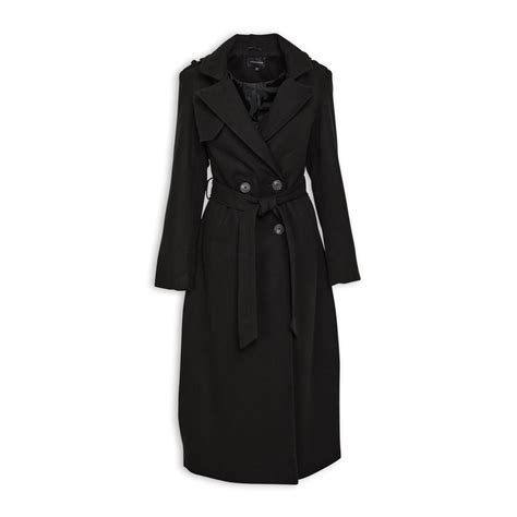 Black Melton Belted Trench Coat 3090503 Truworths