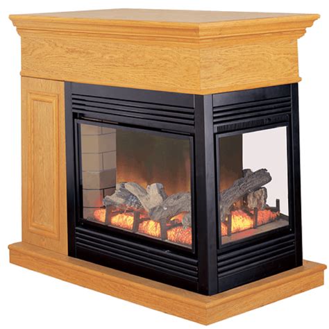 ProCom Full Size Electric Peninsula Fireplace With Remote Control Oak