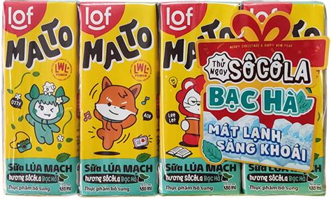 Sữa Lúa Mạch Lof Malto Hương Socola Bạc Hà Hộp 180ml Suachobeyeuvn