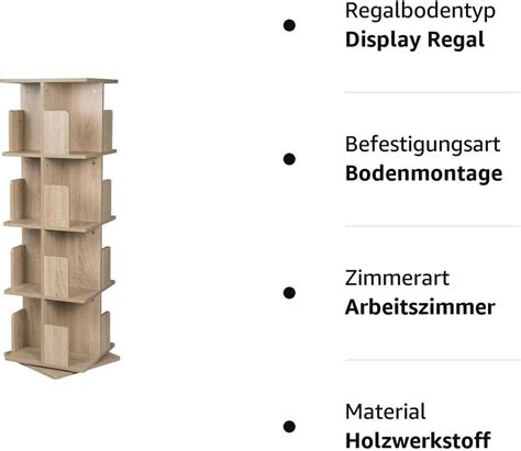 EUGAD drehbares Bücherregal mit 4 Ebenen Kaufland de