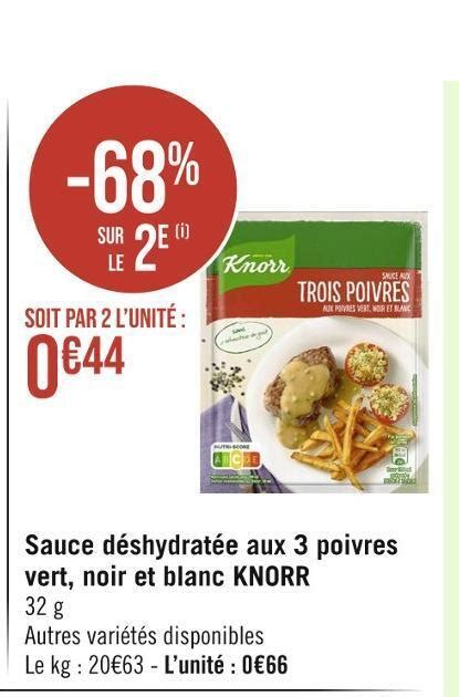 Promo Knorr sauce déshydratée aux 3 poivres vert noir et blanc chez