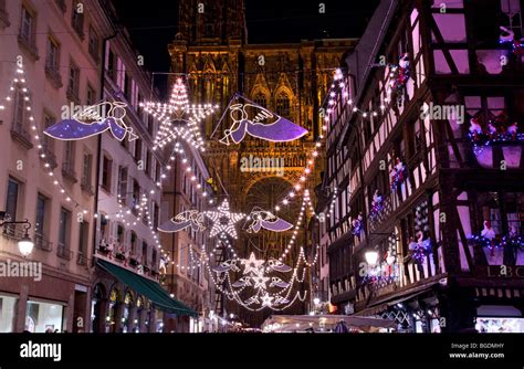 Christmas Lights On The Streets Of Strasbourg France With The Stock