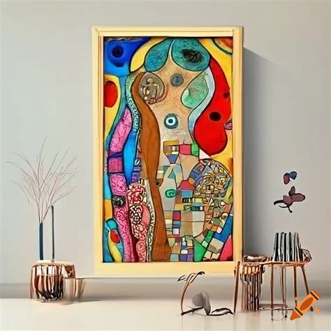 Whimsical Colorful Flat Wall Decor In Art Deco Kandinsky Klimt And