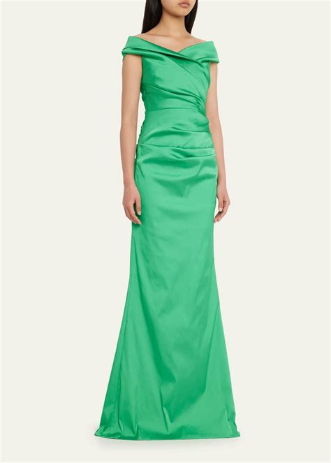 Rickie Freeman For Teri Jon Off Shoulder Ruched Taffeta Gown Bergdorf